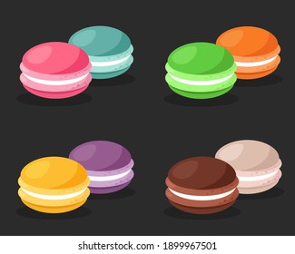 Macaroons. Taste cake macarons. Vector illustration 
