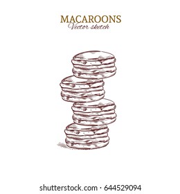 Macaroons.  Vector hand drawn illustration. Concept for bakery. 