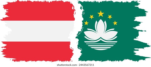 Macau and Austria grunge flags connection, vector