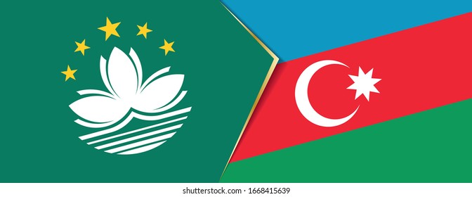 Macau and Azerbaijan flags, two vector flags symbol of relationship or confrontation.