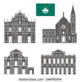 Macau buildings logo. Isolated Macau buildings on white background. EPS 10. Vector illustration

