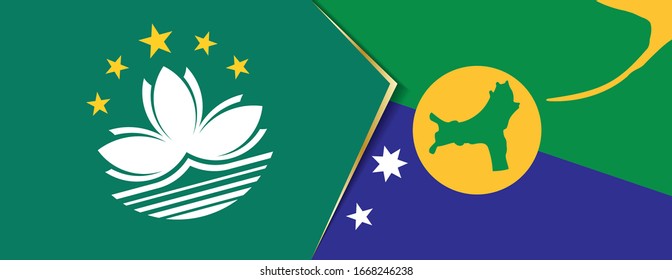 Macau and Christmas Island flags, two vector flags symbol of relationship or confrontation.