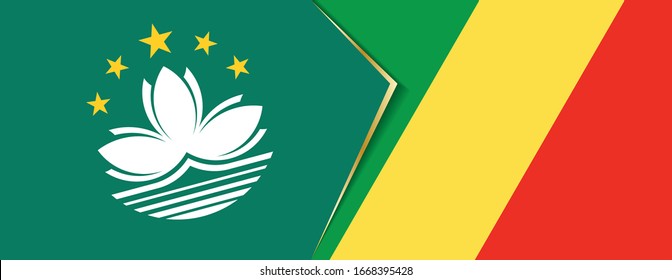 Macau and Congo flags, two vector flags symbol of relationship or confrontation.