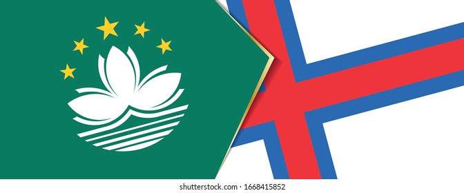 Macau and Faroe Islands flags, two vector flags symbol of relationship or confrontation.