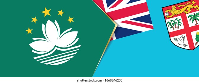 Banderas de Macao y Fiyi, dos banderas vectoriales símbolo de relación o confrontación.