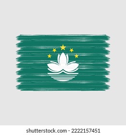 Macau Flag Brush Strokes Painted