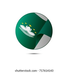 Macau flag button with shadow on a white background. Vector illustration.