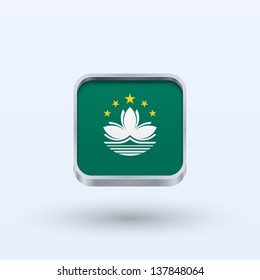 Macau flag icon square form on gray background. Vector illustration.