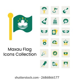 Symbole für Macau-Fahnen in verschiedenen Stilen