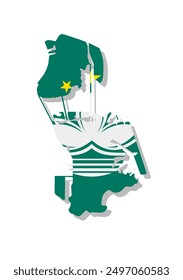 Macau - Flag inscribed in the contour of the country. Vector illustration.