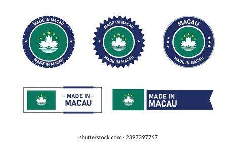 Macau flag, Made in Macau. Tag, Seal, Stamp, Flag, Icon vector