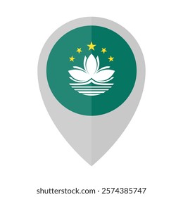 Macau flag map pin. Vector.