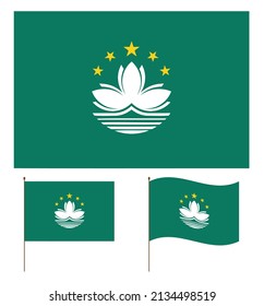 Color y proporción oficial de la bandera de Macao. Ilustración del vector ondulado