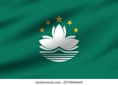 Macau flag official colors and proportion digital vector illustration. Pleated flag.