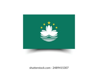 Macau flag. Flag of Macau. The official ratio. Flag icon. Standard color. Standard size. A rectangular flag. Computer illustration. Digital illustration. Vector illustration.