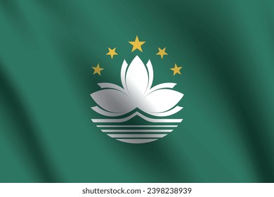Macau flag. The official ratio. The wavy flag. Standard size. Standard color. Flag icon. 3d illustration. Digital illustration. Computer illustration. Vector illustration.