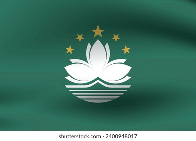 Macau flag. The official ratio. The wavy flag. Standard size. Standard color. Flag icon. 3d illustration. Digital illustration. Computer illustration. Vector illustration.