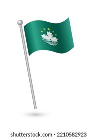 Macau flag on pole waving in the wind vector illustration