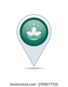 Macau - flag pin for map. Vector illustration.