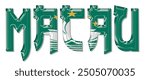Macau flag text font, 3D Macau flag colorful background, Macau flag vector illustration
