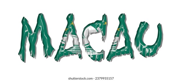 MACAU flag text font, 3D MACAU colorful background, MACAU flag vector illustration