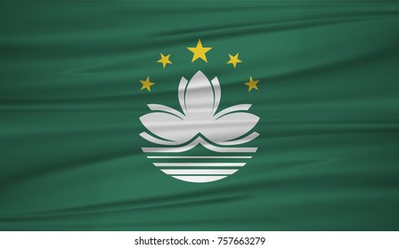 Macau flag vector. Vector flag of Macau blowig in the wind. EPS 10.