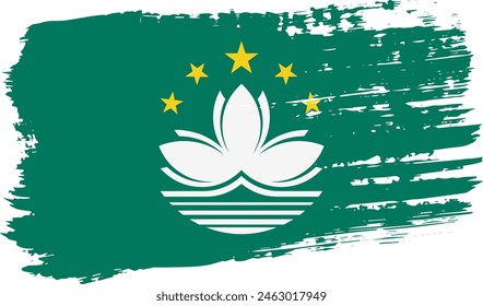 Macau flag, wide brush stroke on transparent background, vector.