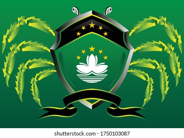 Macau flag wit on crab shield