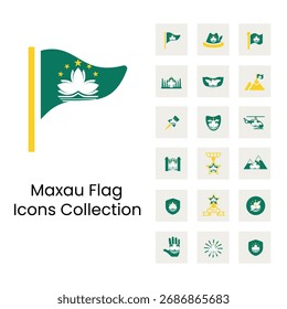 Iconos de banderas de Macao 18 estilos