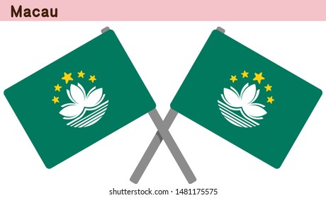 Macau Flags Isolated on white Background. vector illustration.