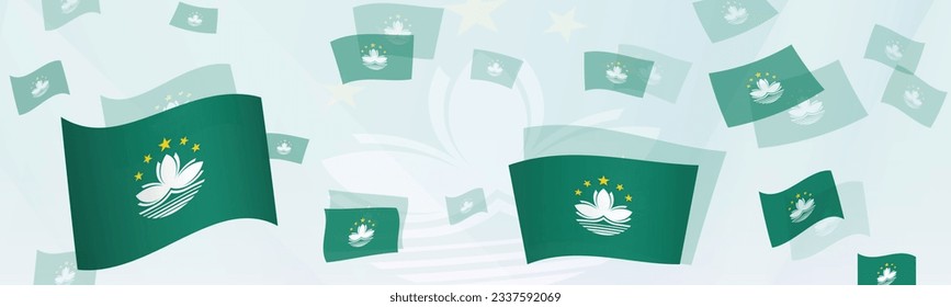 Macau flag-themed abstract design on a banner. Abstract background design with National flags. Vector illustration.
