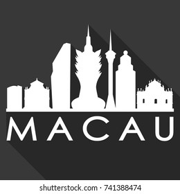 Macau Flat Icon Skyline Silhouette Design City Vector Art Famous Buildings