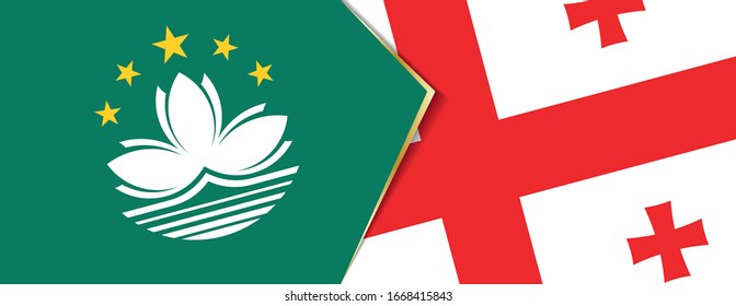 Macau and Georgia flags, two vector flags symbol of relationship or confrontation.