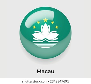 Macao lustroso bandera nacional burbuja forma redonda icono de ilustración vectorial vidrio