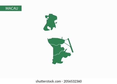 Mapa verde de Macao, vector detallado.