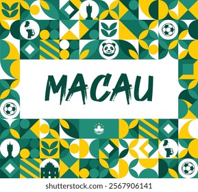 Macau happy national day greeting card, banner vector illustration. Macao holiday 1st of October design element with flag
