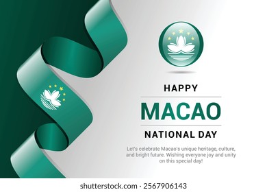 Macau happy national day greeting card, banner vector illustration. Macao holiday 1st of October design element with flag
