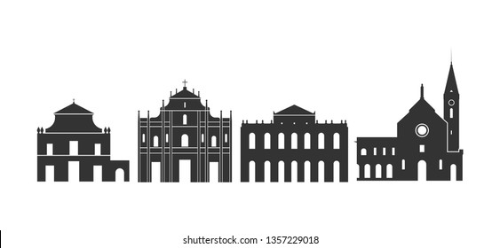 Macau Logo. Isolated Macau  Architecture On White Background