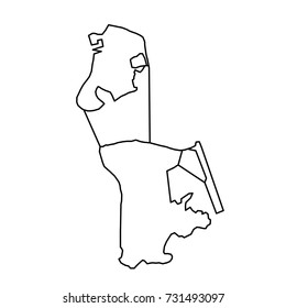 Macau map of black contour curves of vector illustration