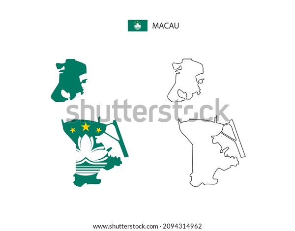 Macau map\
city vector divided by outline simplicity style. Have 2 versions,\
black thin line version and color of country flag version. Both map\
were on the white\
background.