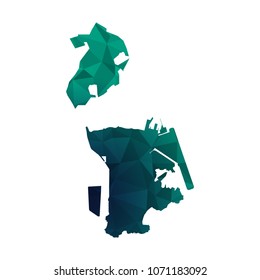 Macau map - Colorful Polygonal map of Macau rumpled triangular low poly style gradient graphic background , Vector illustration eps 10.