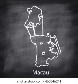 Macau map drawn with chalk on blackboard background