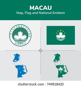 Macau Map, Flag and National Emblem 