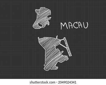 Macau map freehand sketch on black background.