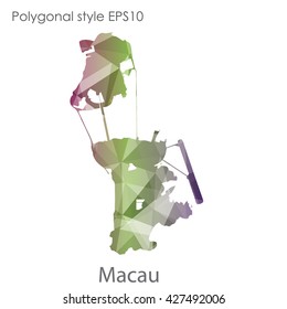Macau map in geometric polygonal style. Abstract triangle, modern design background
