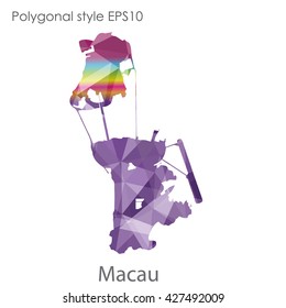 Macau map in geometric polygonal style. Abstract triangle, modern design background