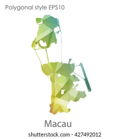 Macau map in geometric polygonal style. Abstract triangle, modern design background