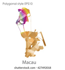 Macau map in geometric polygonal style. Abstract triangle, modern design background