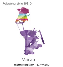 Macau map in geometric polygonal style. Abstract triangle, modern design background