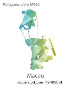 Macau map in geometric polygonal style. Abstract triangle, modern design background